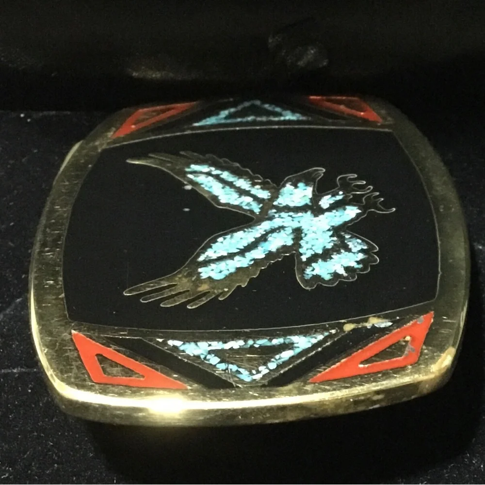 Turquoise Inlay Eagle Belt Buckle - Men Accessories